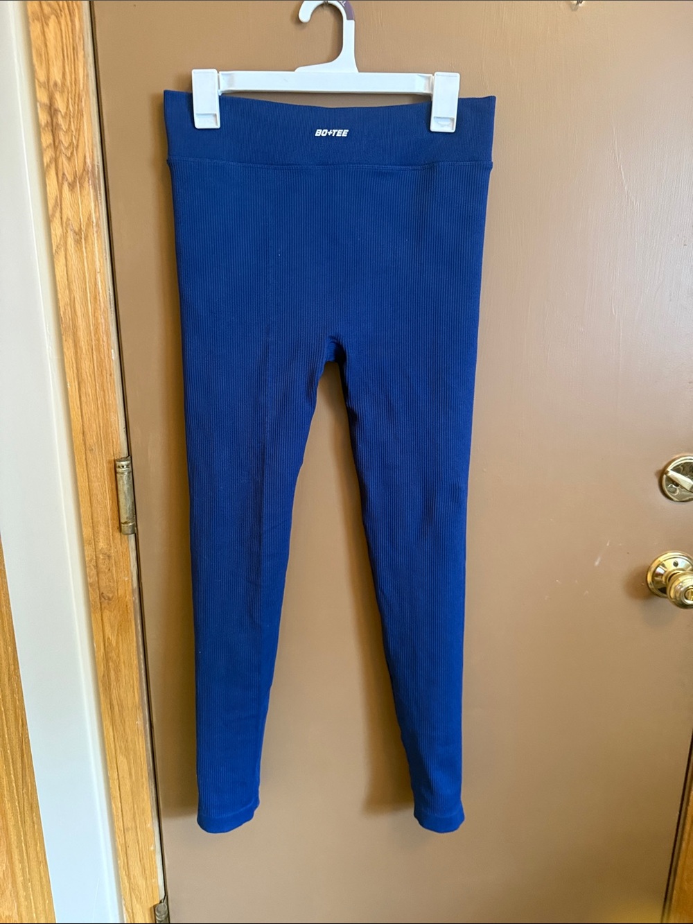 Bo+Tee Navy Ribbed High-Waist Leggings